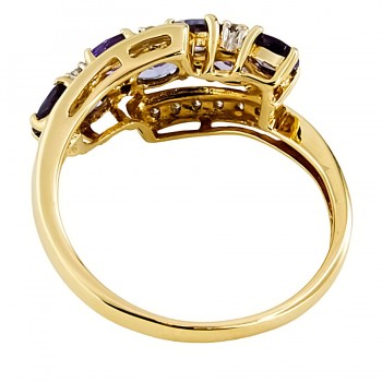 9ct gold Tanzanite/Diamond crossover Ring size P